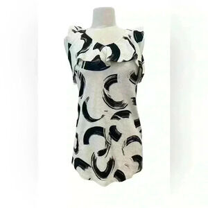 Anthropologie Deletta Pincelada white with black tunic dress